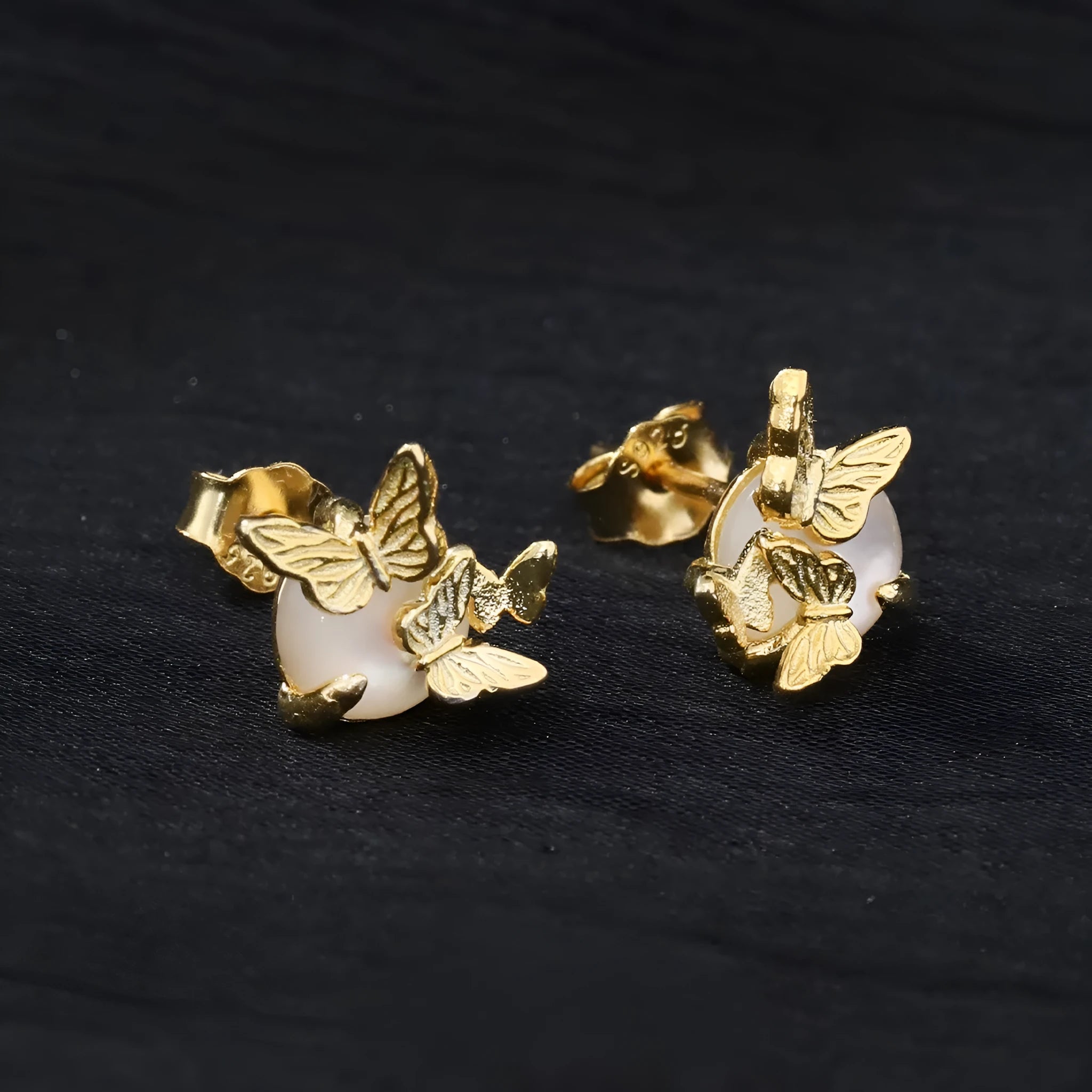 925 silver butterfly zodiac ear studs with electroplated white gold or gold colour finishes