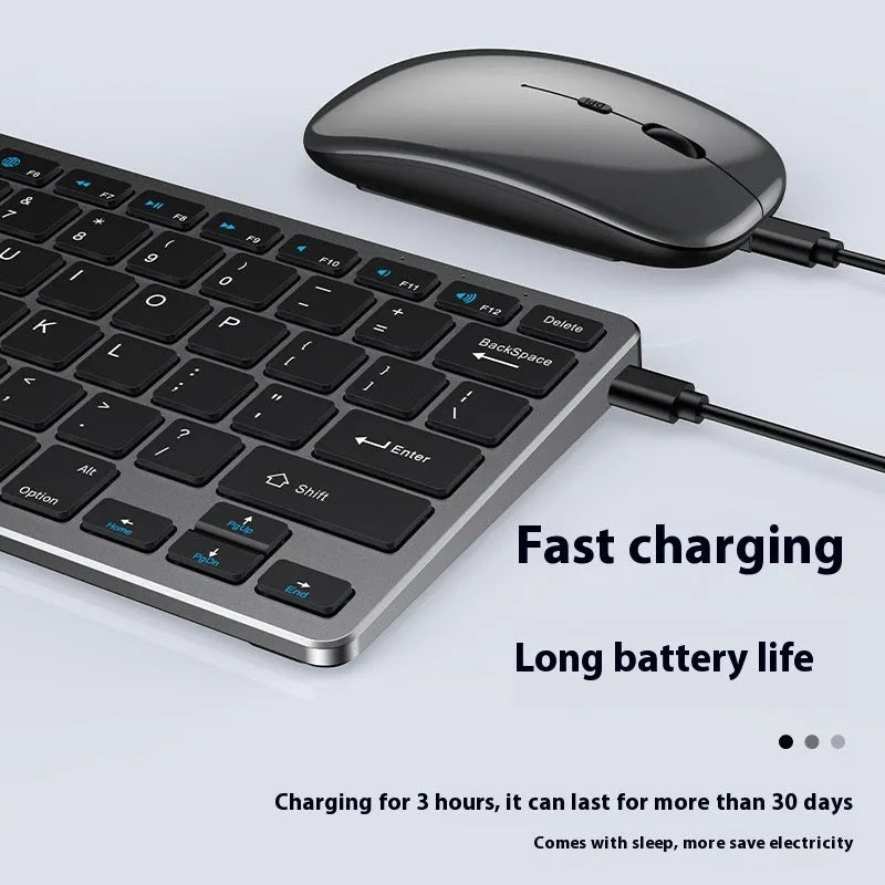 Ultra-thin wireless keyboard and mouse set in black, gun colour, or silver with receiver and keyboard cover