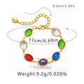 Women's 18K copper geometric ellipse bracelet with blue green multicolor glass inlay detailing