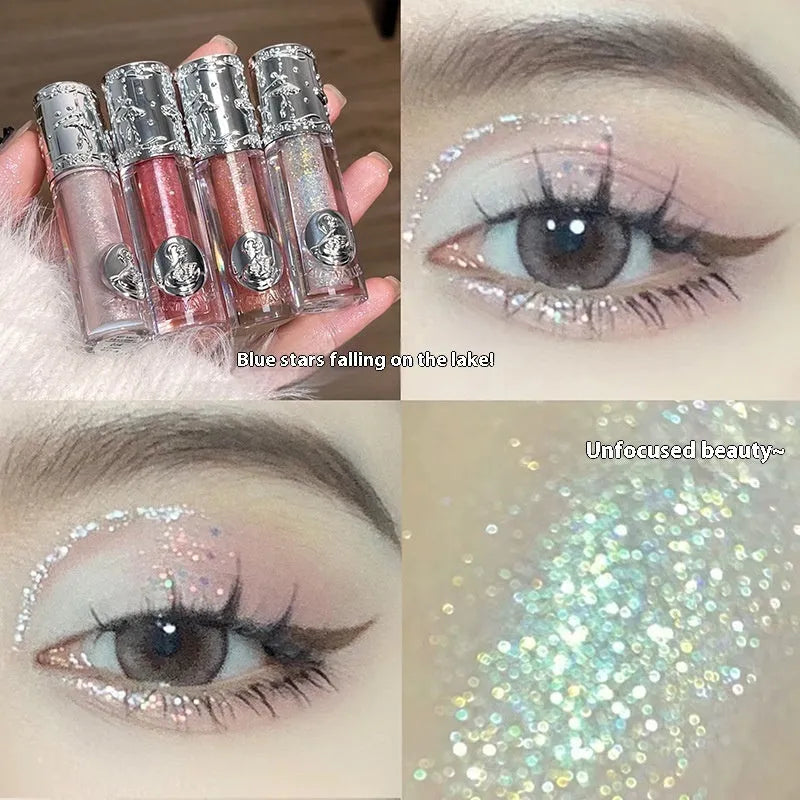 Ballet brand liquid glitter eye shadow tube shown in one of five colours: Starry Sakura Field, Doll Logs, Butterfly Paradise, Nutcracker, or Pillow Fairy Tales.