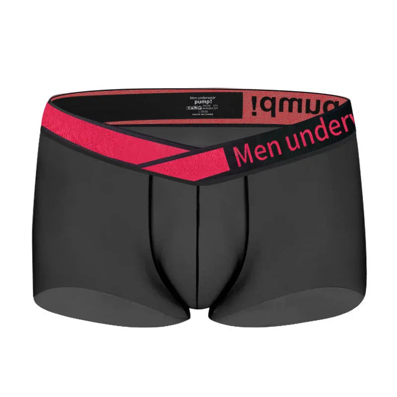 Men's low waist seamless nylon underwear in black with gradient laser detailing