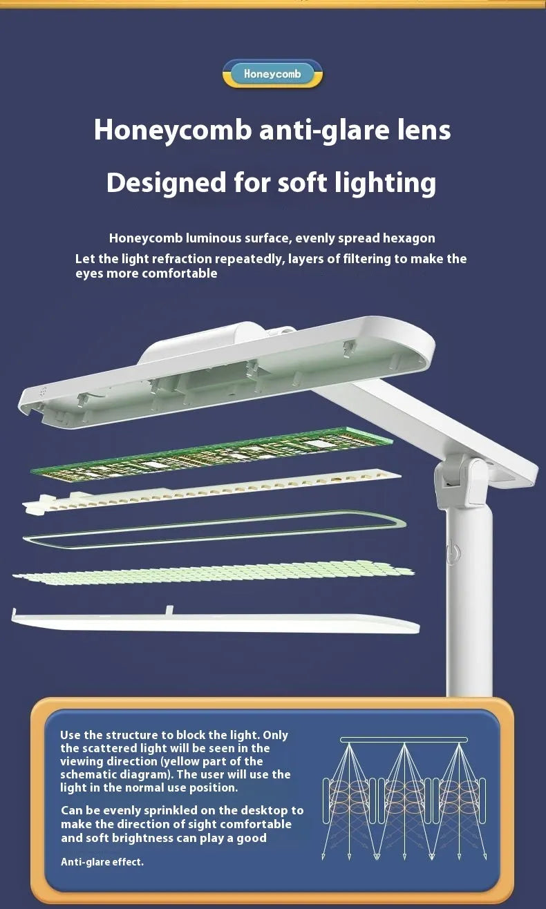 Adjustable reading bookshelf table lamp with three colour temperature settings and dual power modes