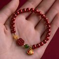 Emperor sandstone cinnabar bracelet with fu character engraving in new Chinese style