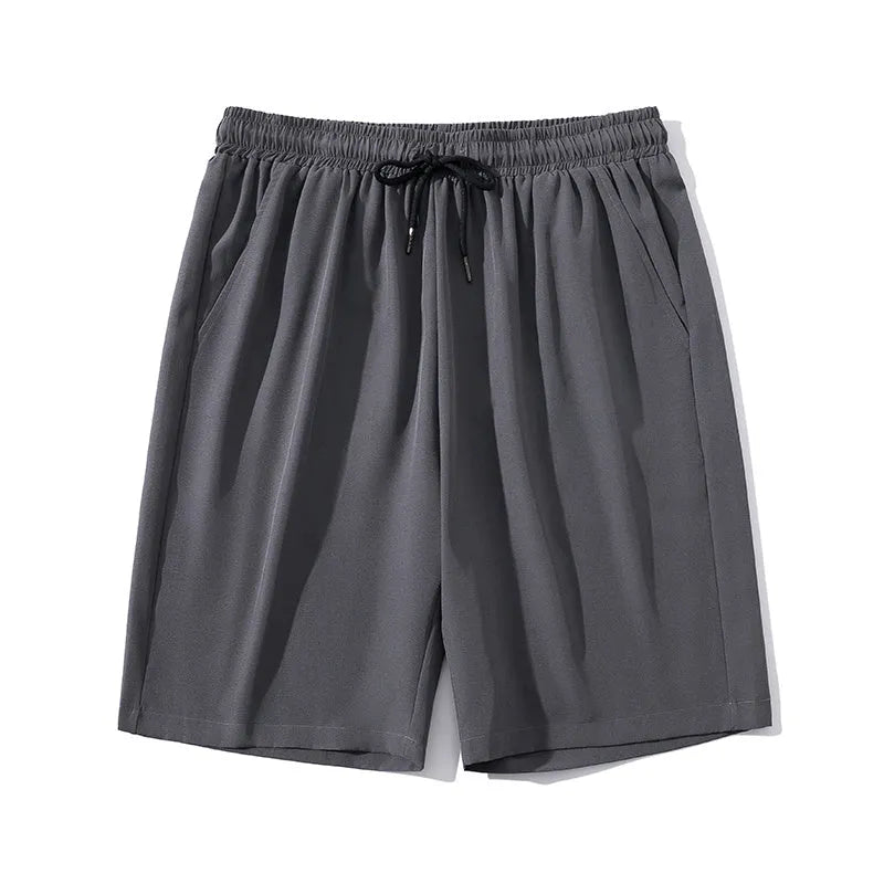 Men's cropped ice silk sports casual pants in nylon fabric with straight-leg cut