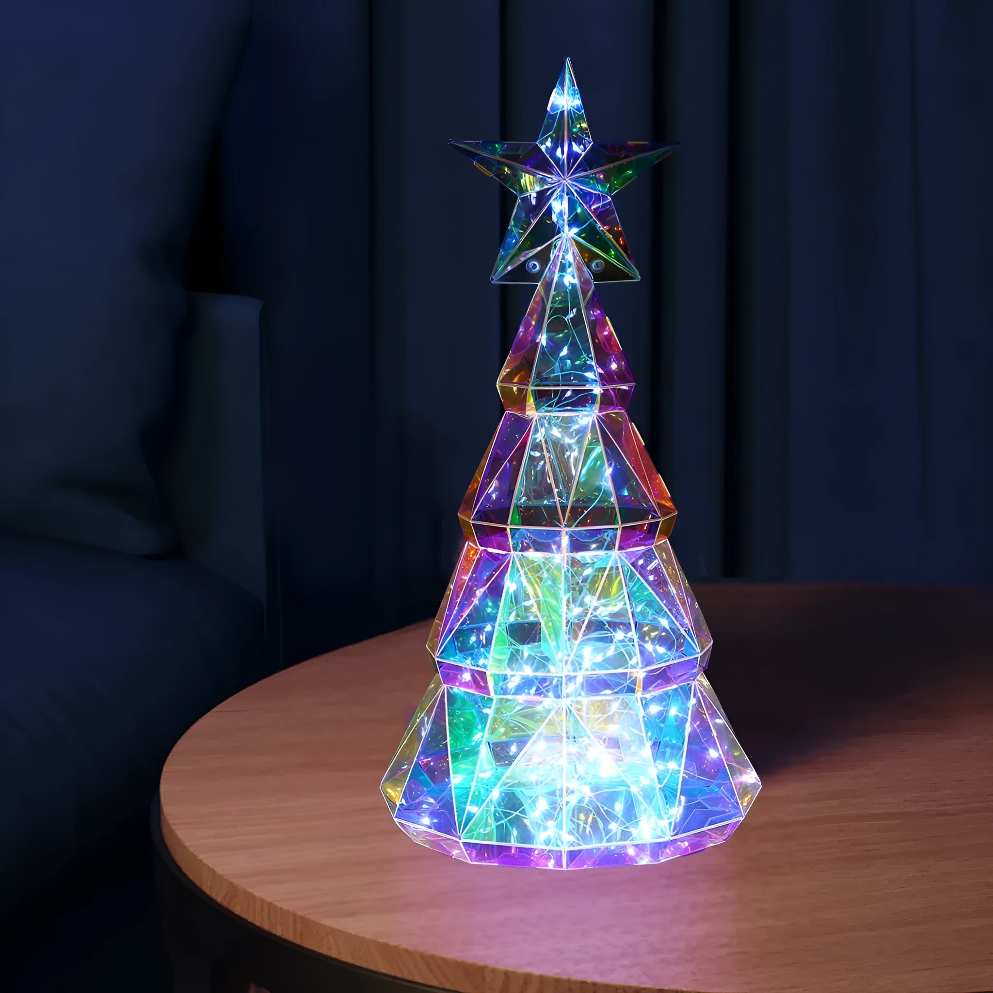 Colourful Christmas tree light decoration with cartoon styling measuring 20cm height