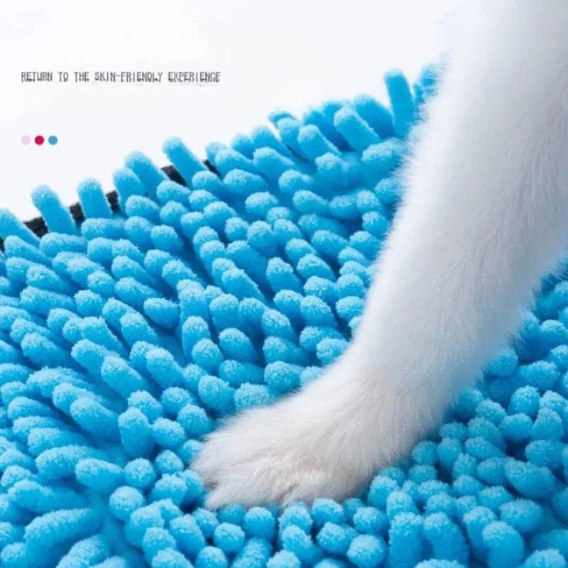 Blue pet bath towel for dogs and cats, size 62 by 23 centimetres