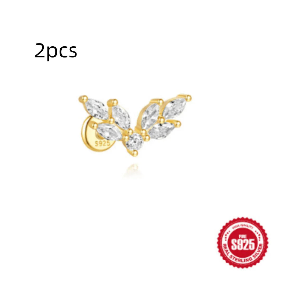 S925 sterling silver water drop earrings with flat spiral geometric design in gold colour