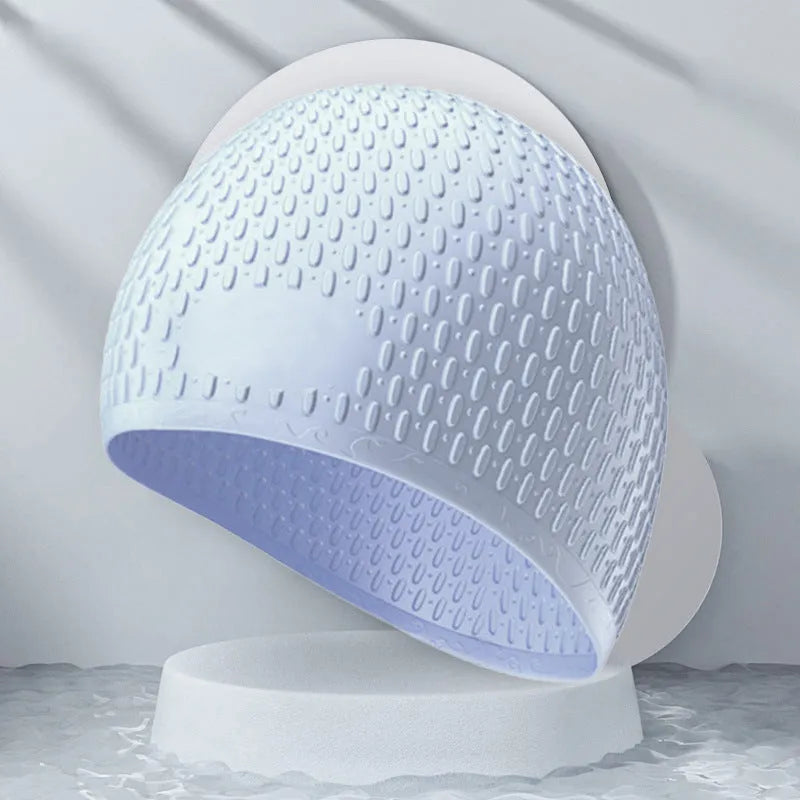 Silicone swimming cap adult waterproof hair protection in multiple solid colours