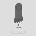 Men's five-finger invisible socks in white, khaki, light grey, dark grey, and black colours