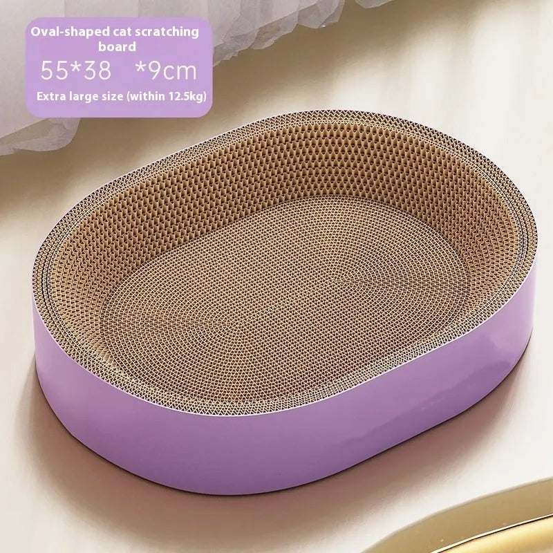 Green oval corrugated paper cat scratch board nest with a 55 cm diameter.