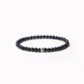 Geometric agate obsidian blue San bead bracelet with 4mm electroplated chamfered square grains