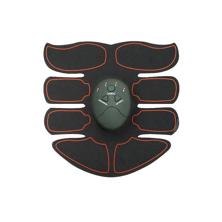 Abdominal muscle stimulation patch with digital display and three-piece design for six-pack massage
