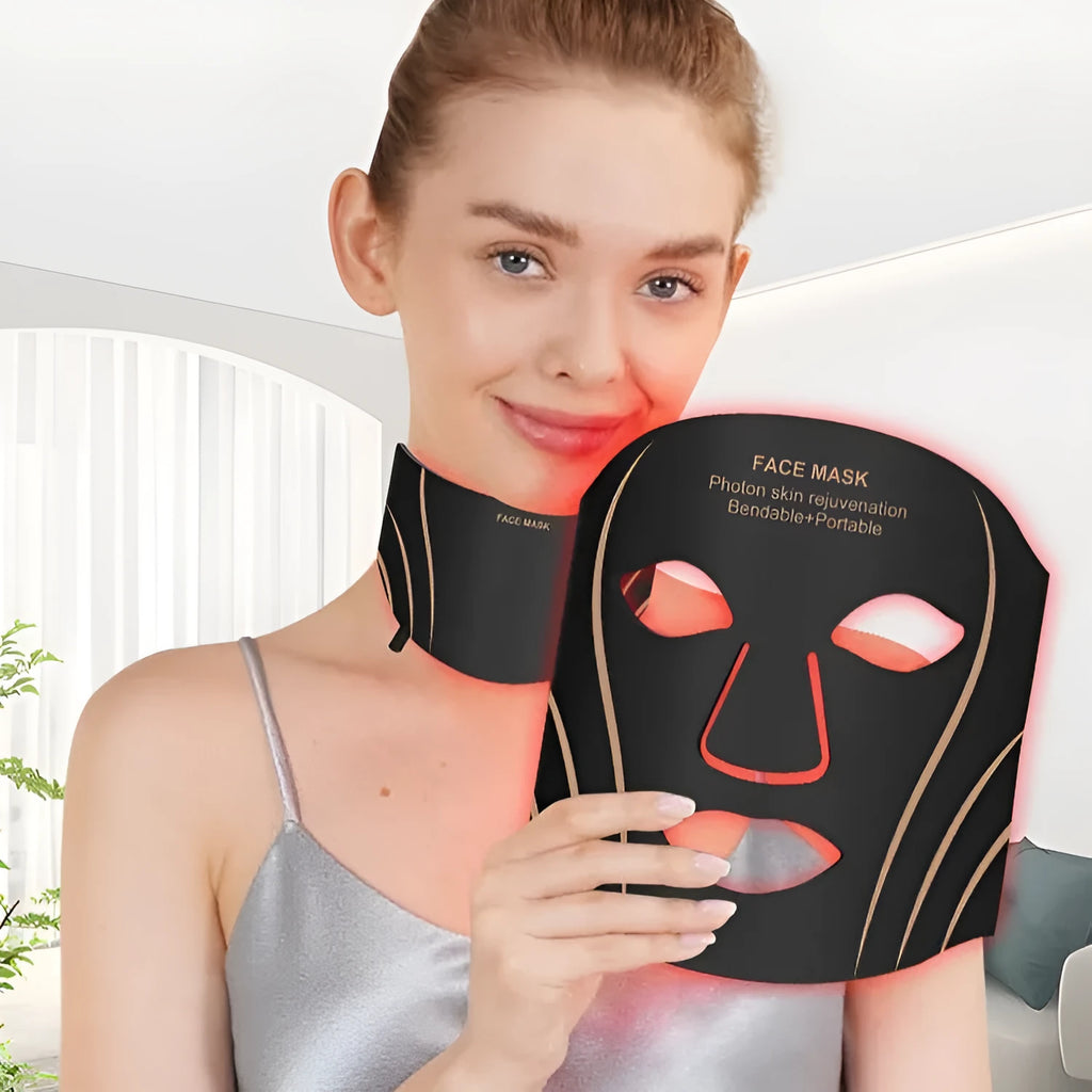 Black gold household beauty instrument facial mask with headband touch screen controls