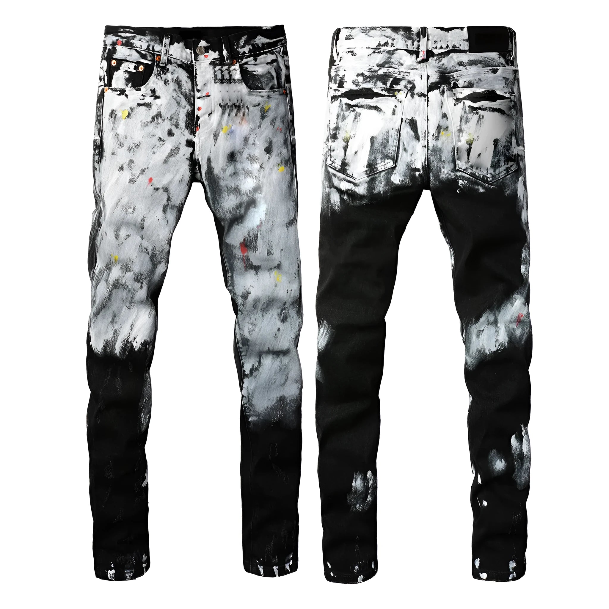 Men's black slim fit skinny jeans with button fly and straight leg design