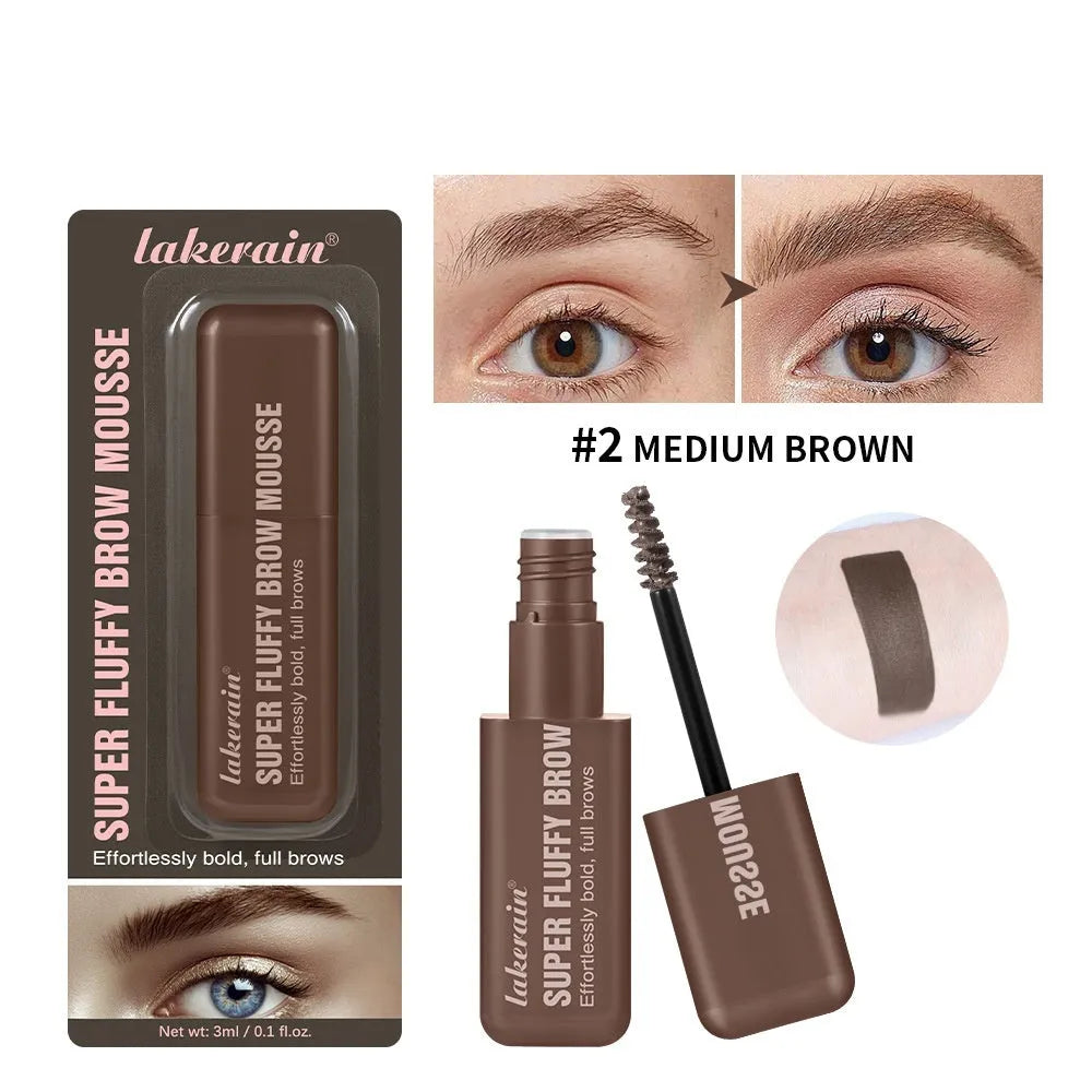 Eyebrow mousse cream in six colour shades including brown and black options