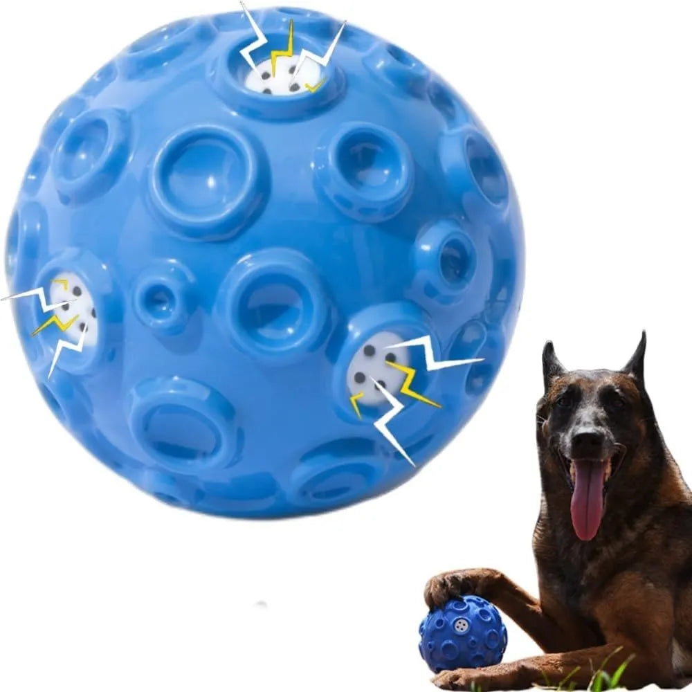Durable dog toy ball for aggressive chewers with squeaky sound in black, blue, green, orange or yellow