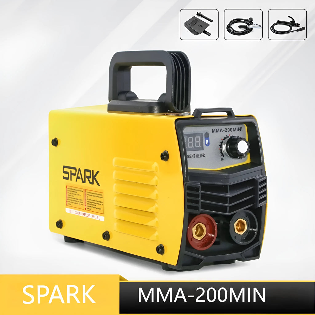 MMA-200MIN 220V inverter DC welding machine complete kit with welding tongs, grounding clamp, and face shield