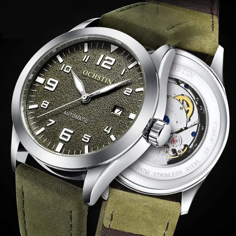 Men's retro automatic mechanical watch with business styling and multiple colour options