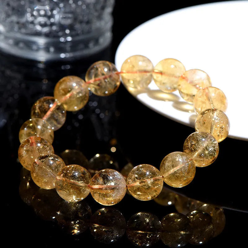 Natural citrine Asestelle bracelet handmade gemstone jewellery Brazilian yellow violent yellow stones