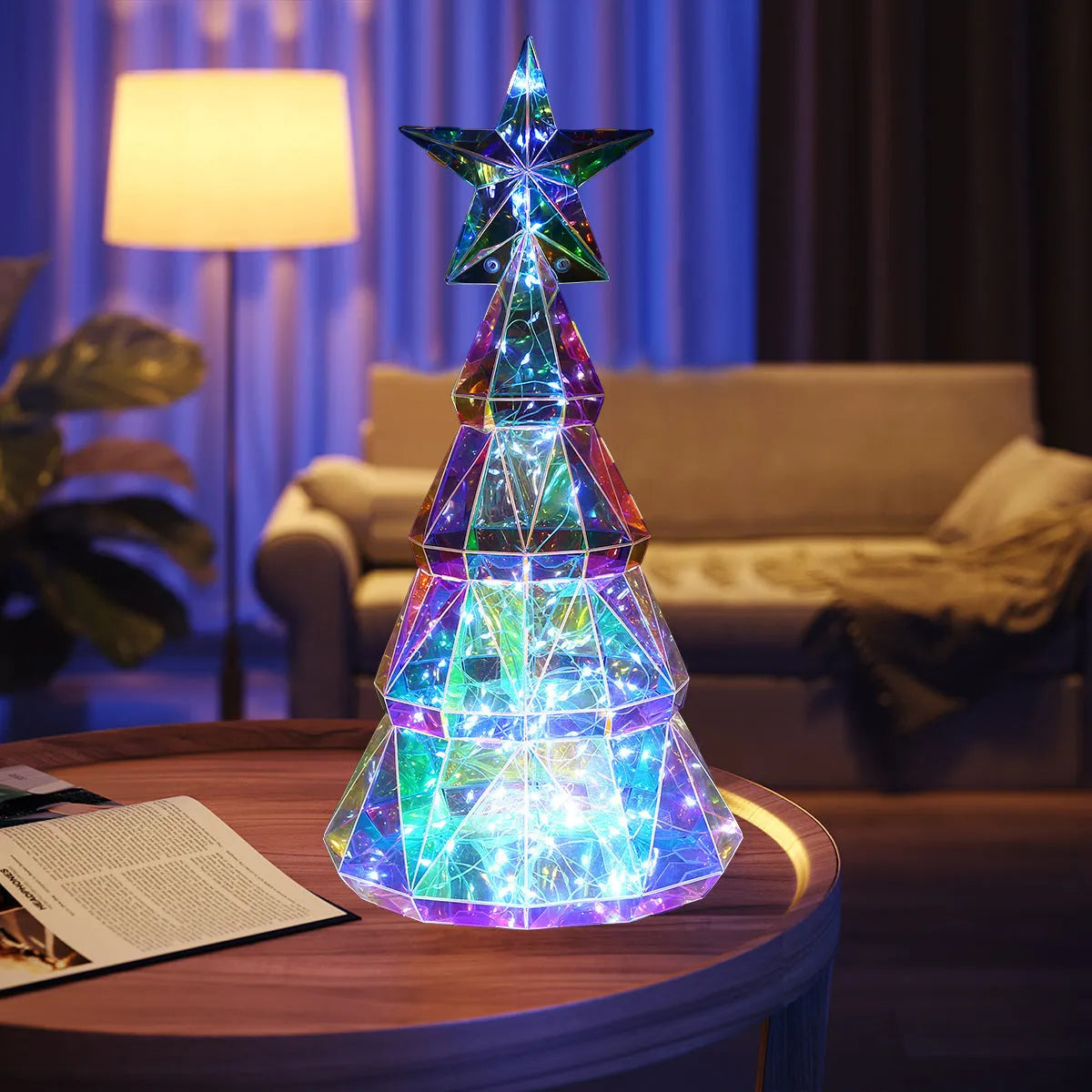 Colourful Christmas tree light decoration with cartoon styling measuring 20cm height