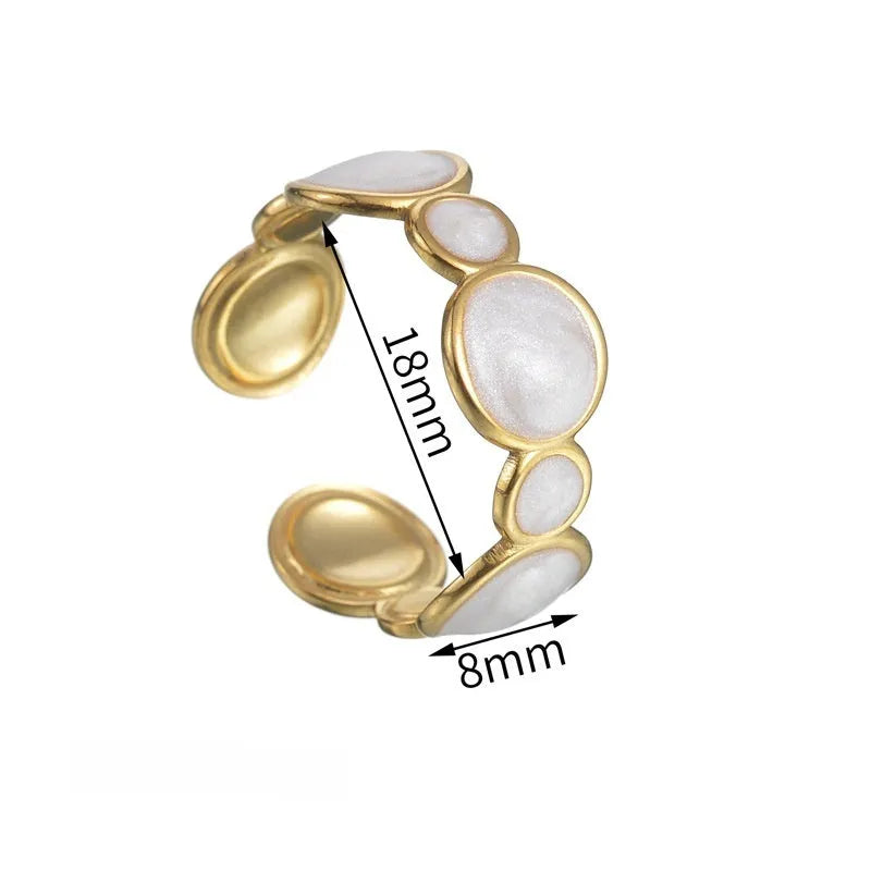 Adjustable geometric stainless steel ring with electroplated surface design