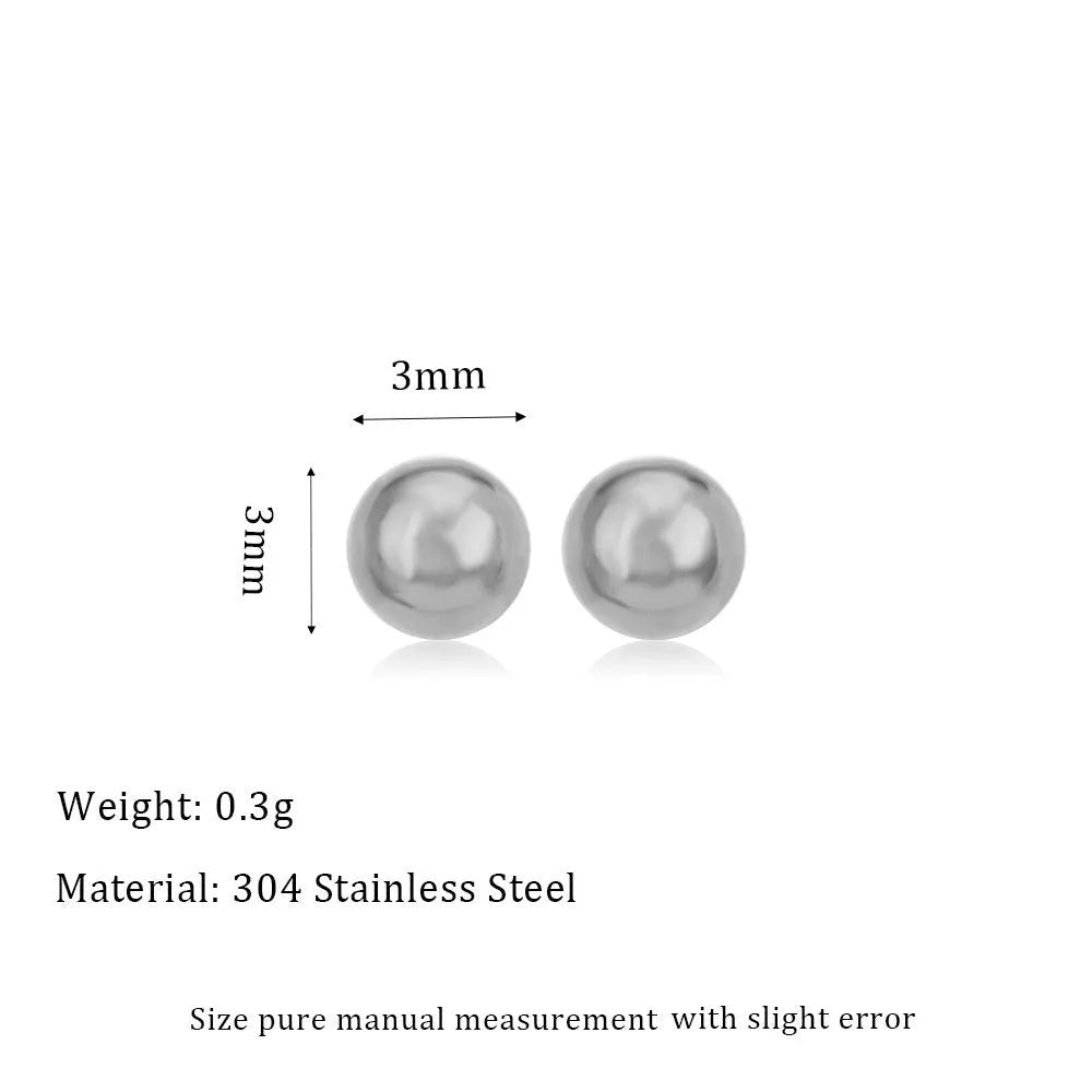 Stainless steel ball stud earrings in geometric round design with gold electroplating