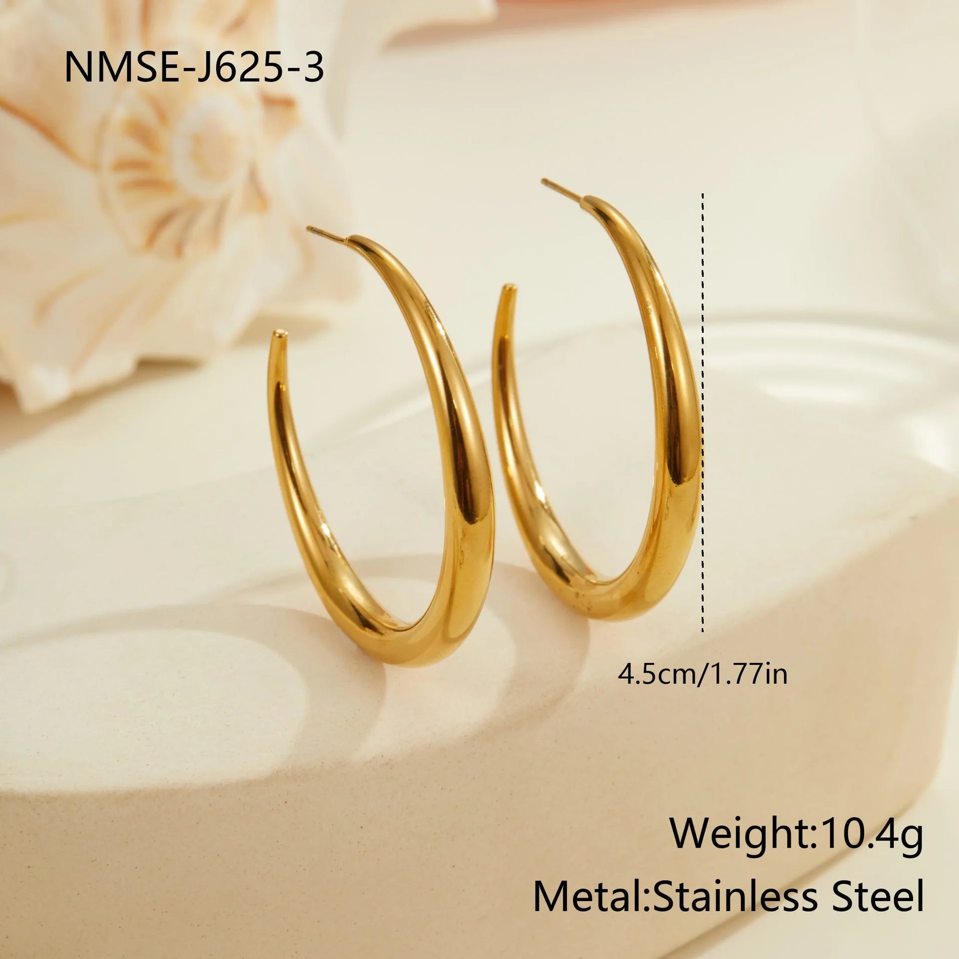 Titanium steel hoop earrings with 18K gold plating in small and large sizes