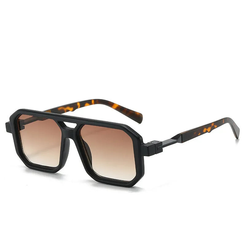 Retro double beam pilot catwalk sunglasses shown in a selection of frame and lens colour options.