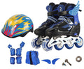 Adjustable children's inline skates with aluminium bracket in five colours including protective gear set