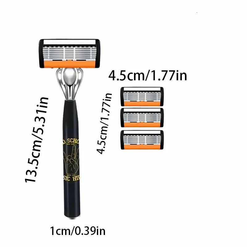 Black six-layer finger type handle for manual shaver cutter head with blade options