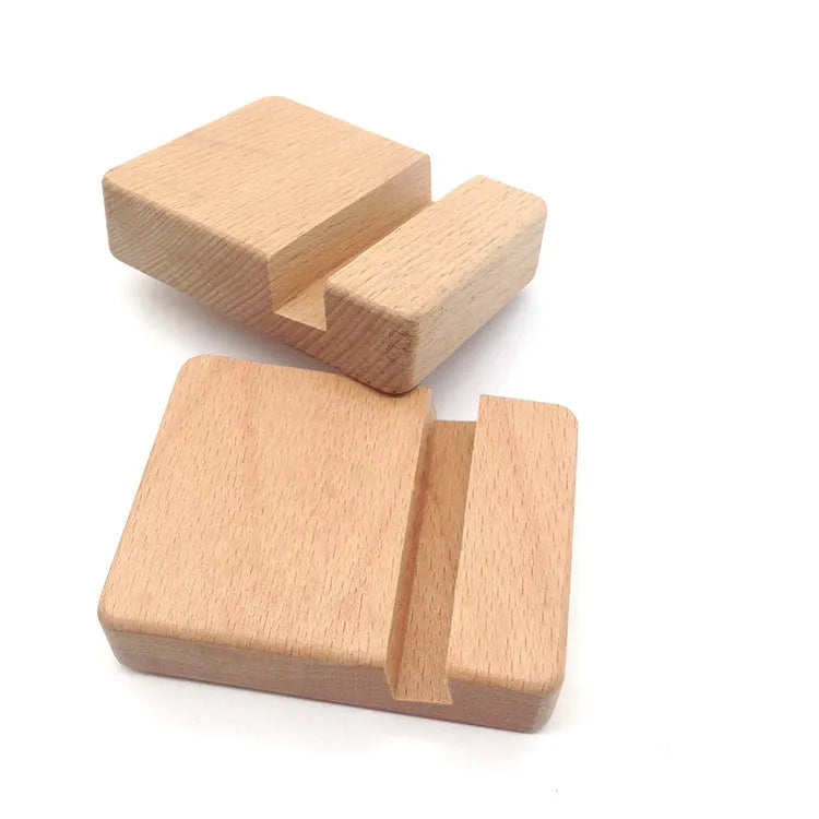 Resin mobile phone holder with beech wood animal design and coin storage compartment