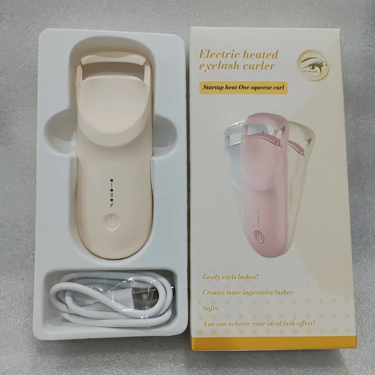 Plastic USB rechargeable electric heating eyelash curler in choice of colours