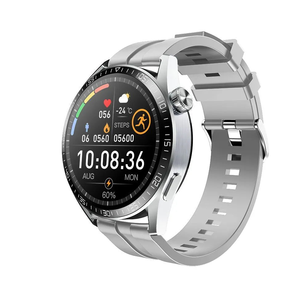 Black GS3 Max smartwatch with a 1.35-inch touchscreen on a silicone wristband, showing a health stats display.