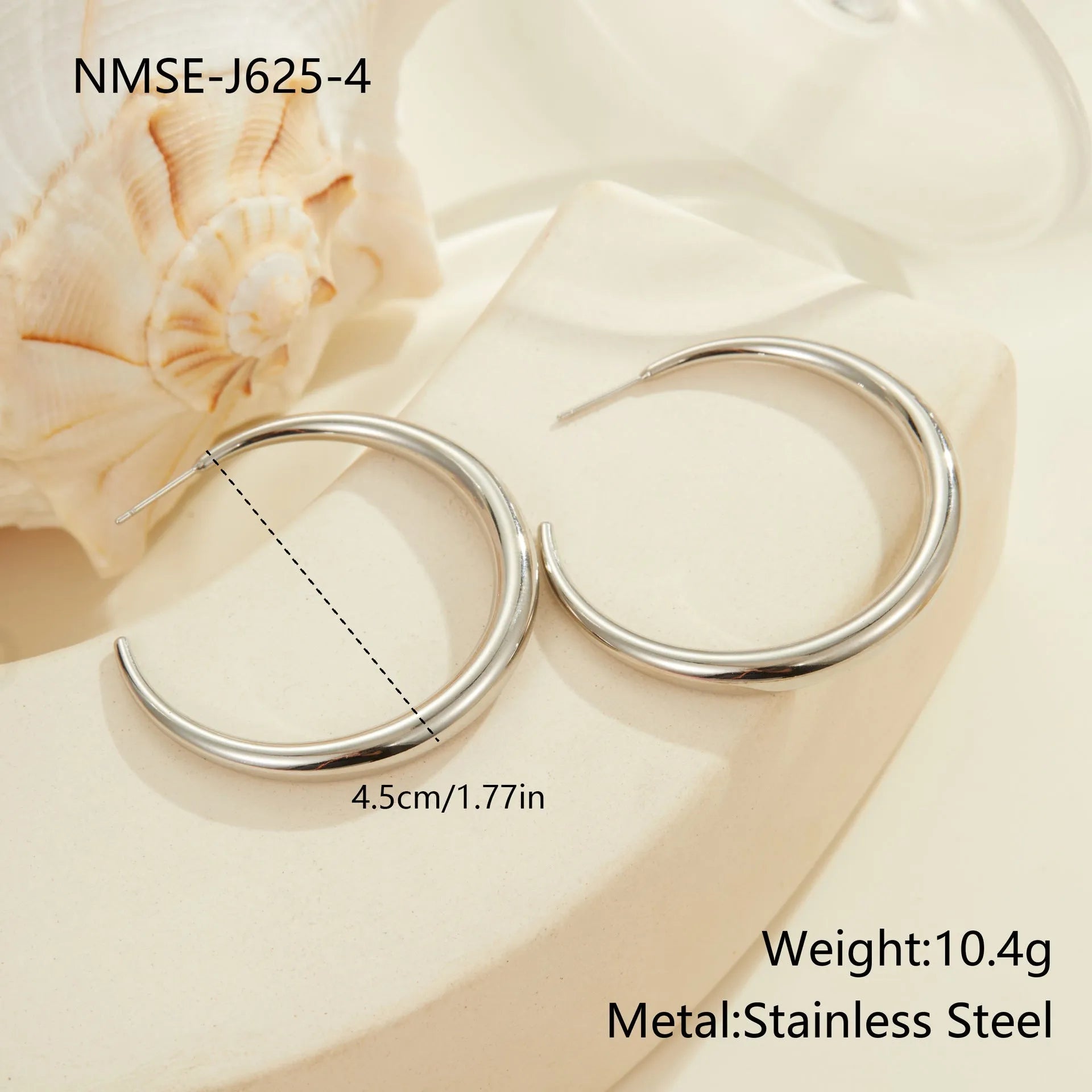 Titanium steel hoop earrings with 18K gold plating in small and large sizes