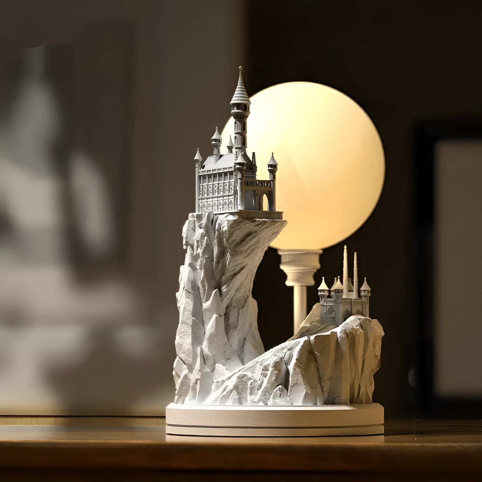 White composite gypsum table lamp with plug-in night light function for bedside use