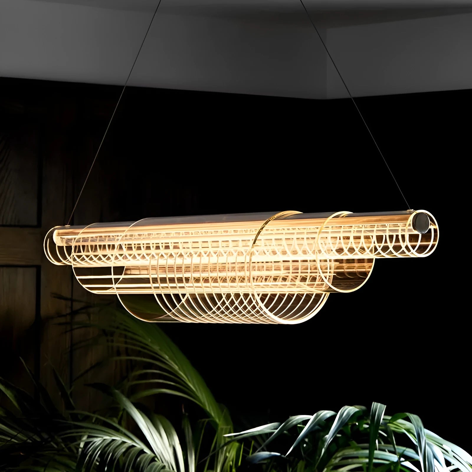 Modern glass pendant lamp with iron body in minimalist design for restaurant or home lighting