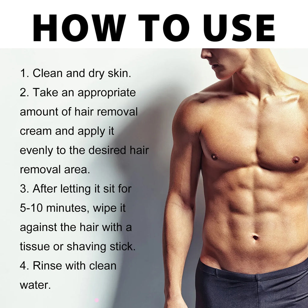 100ml tube of men's depilatory cream for beard, lip, armpit, hand and leg hair removal