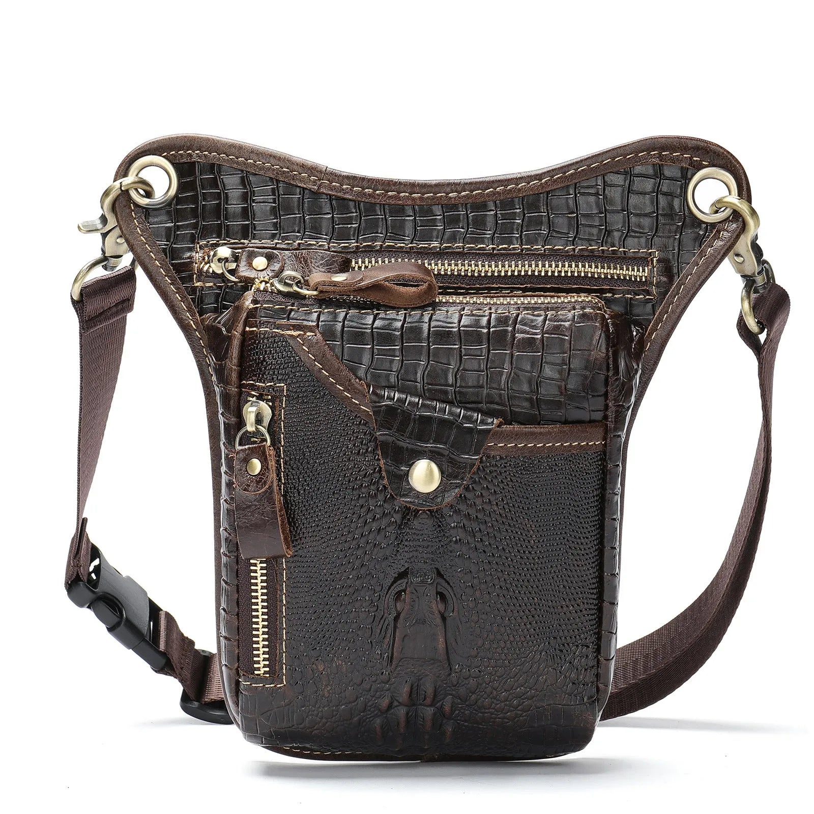 Crazy Horse leather retro satchel bag in multiple colour options including crocodile patterns