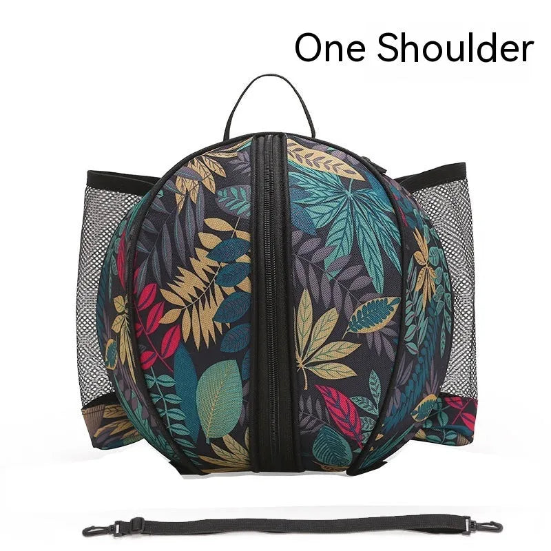 Oxford cloth basketball training bag in black, shown in one-shoulder and two-shoulder backpack styles