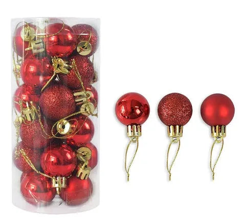 3cm diameter plastic Christmas baubles with shiny matte electroplated finish in multiple colours