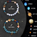 Two handmade natural stone beaded bracelets from a set of twelve zodiac sign designs.