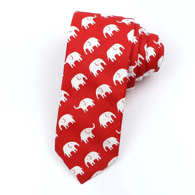 Narrow Korean style cotton bow tie with cartoon print pattern in various colour options