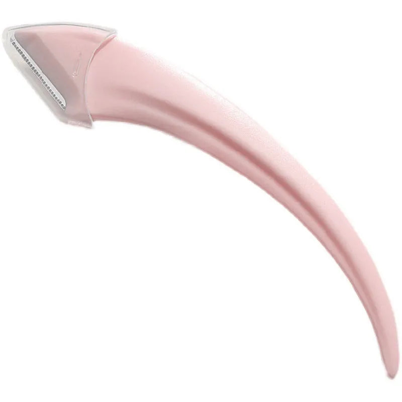Curved moon eyebrow trimming knife with cutting comb in stainless steel and plastic construction