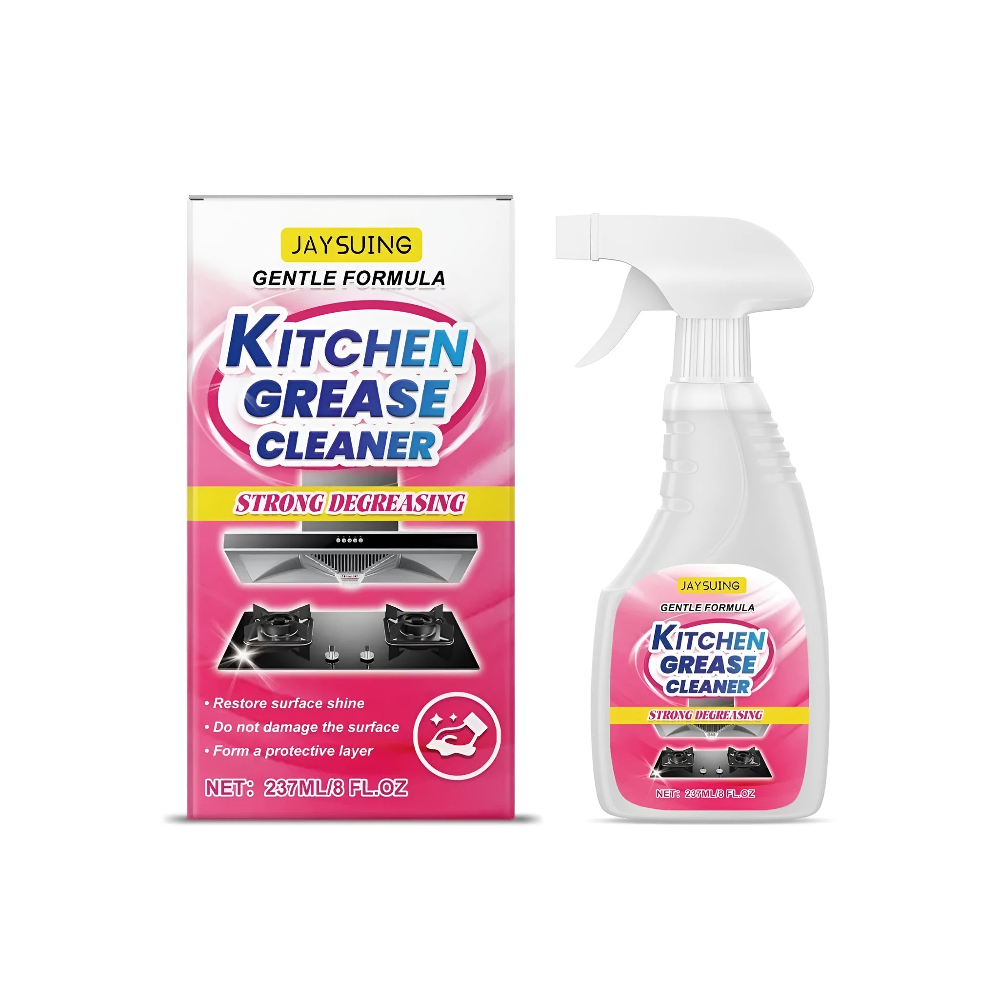 237ml kitchen grease cleaner spray bottle for removing cooking oils with water-based formula