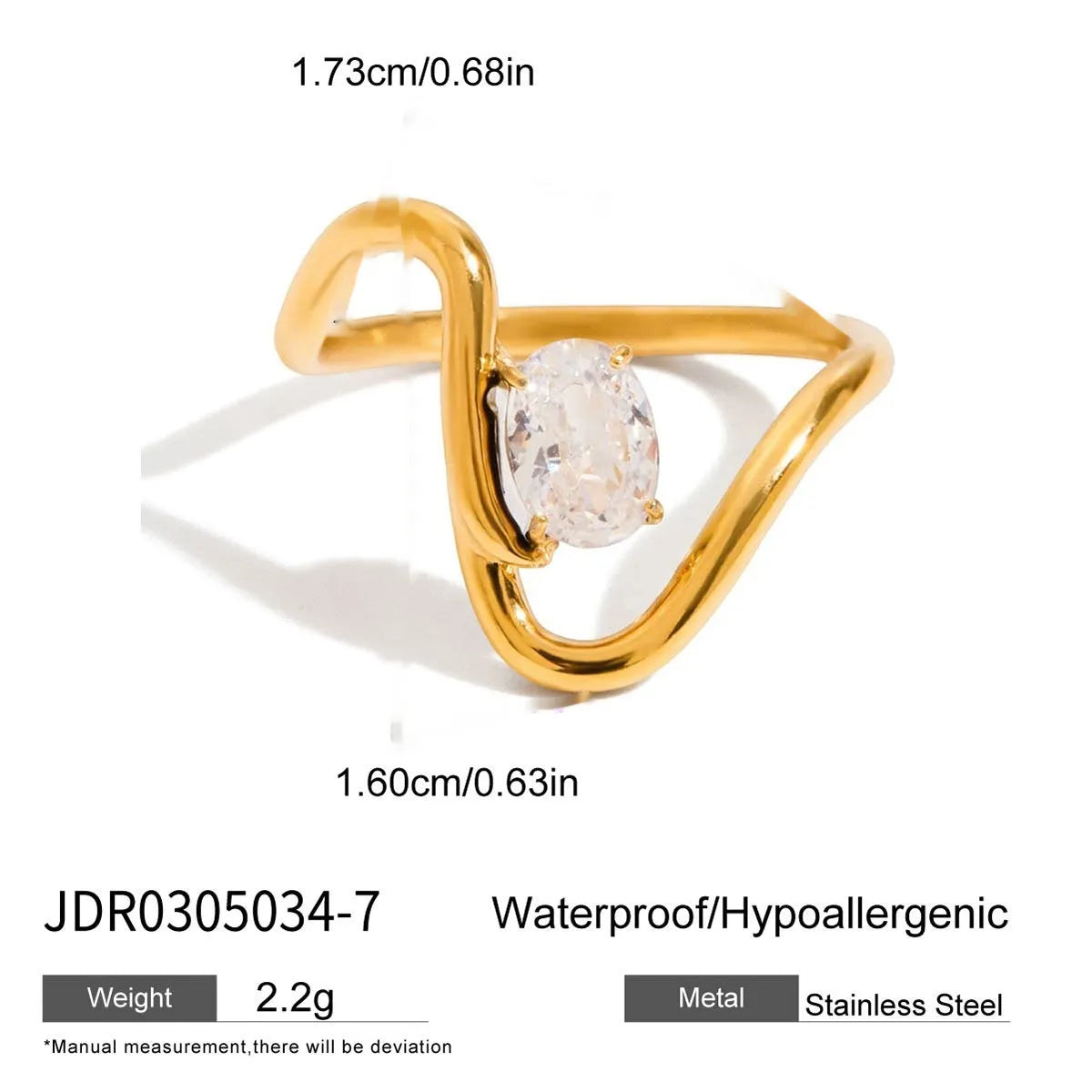 Geometry design titanium steel zircon ring on a hand, showing stainless steel band and contemporary styling.