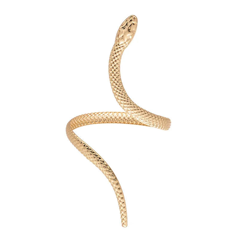 Metal exaggerated twisted winding snakes ring bracelet 2-piece set in gold or silver