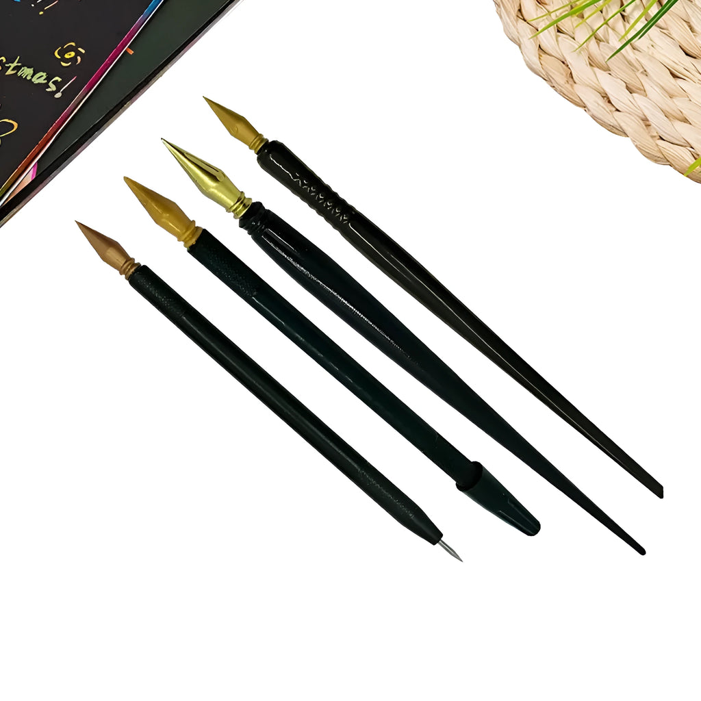 White scratch art pen with metal tip for children's crafts