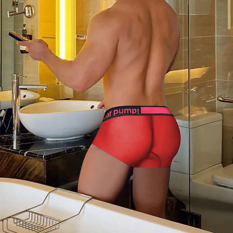 Men's low waist seamless nylon underwear in black with gradient laser detailing