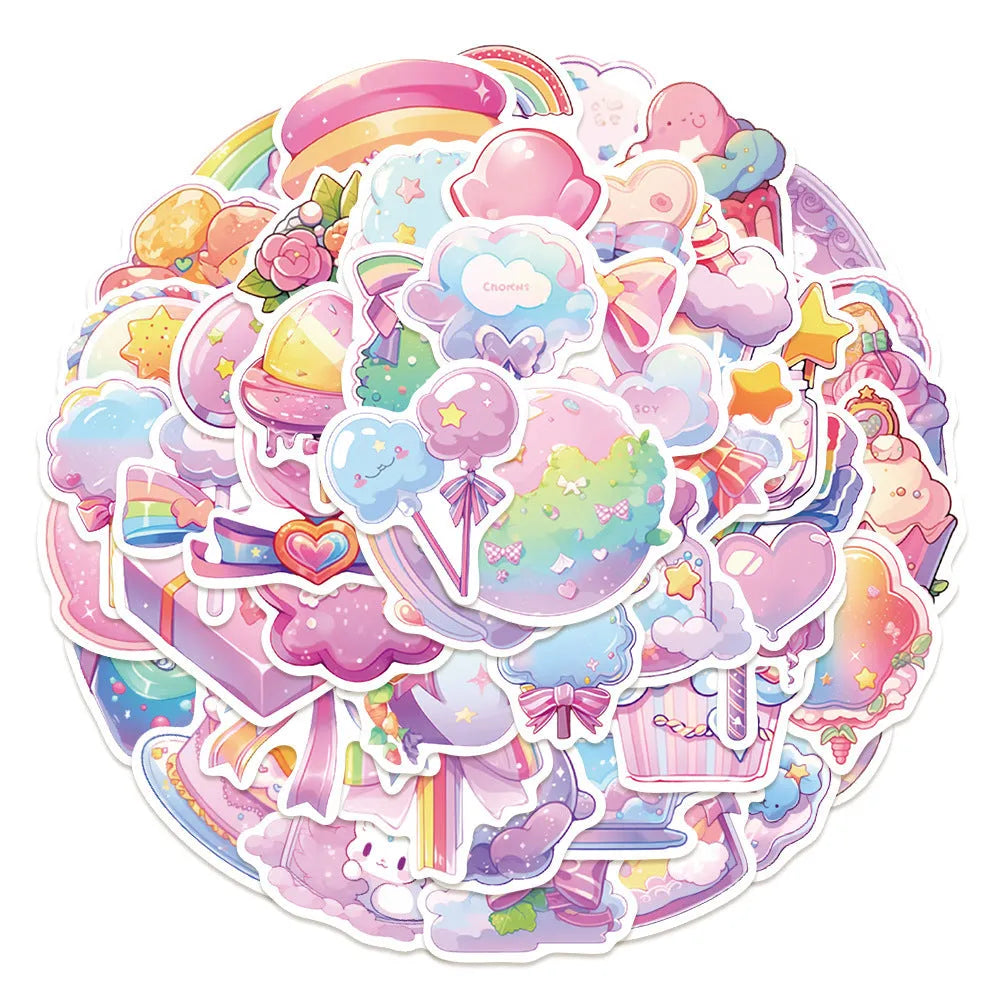 Waterproof decorative stickers with candy design measuring 4-7cm