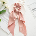 Long ribbon cloth hair ring with large intestine ring structure in spring dark green colour